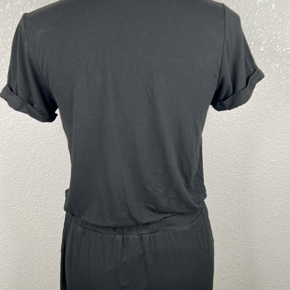 32 Cool Black T-Shirt Drawstring Waist Midi Dress Size Small - Picture 6 of 7